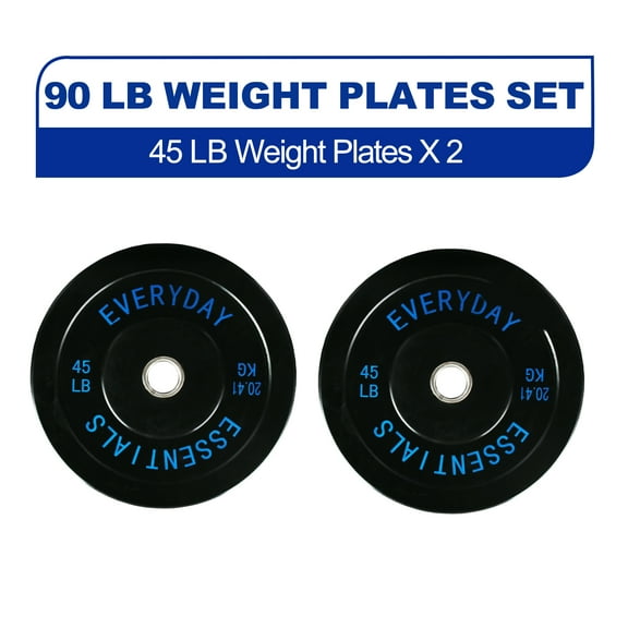 BalanceFrom Olympic Bumper Plate Weight Plate, 45 lbs Pair Black