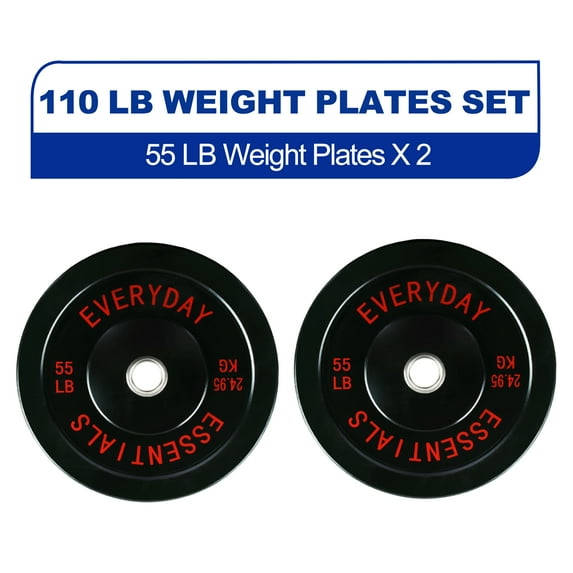 BalanceFrom Olympic Bumper Plate Weight Plate, 55 lbs Pair Black