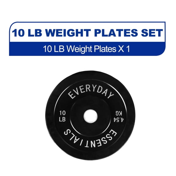 BalanceFrom Olympic Bumper Plate Weight Plate with Steel Hub, Black, 10 lbs Single