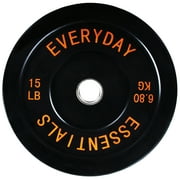 BalanceFrom Olympic Bumper Plate Weight Plate with Steel Hub, Black, 15 lbs Single