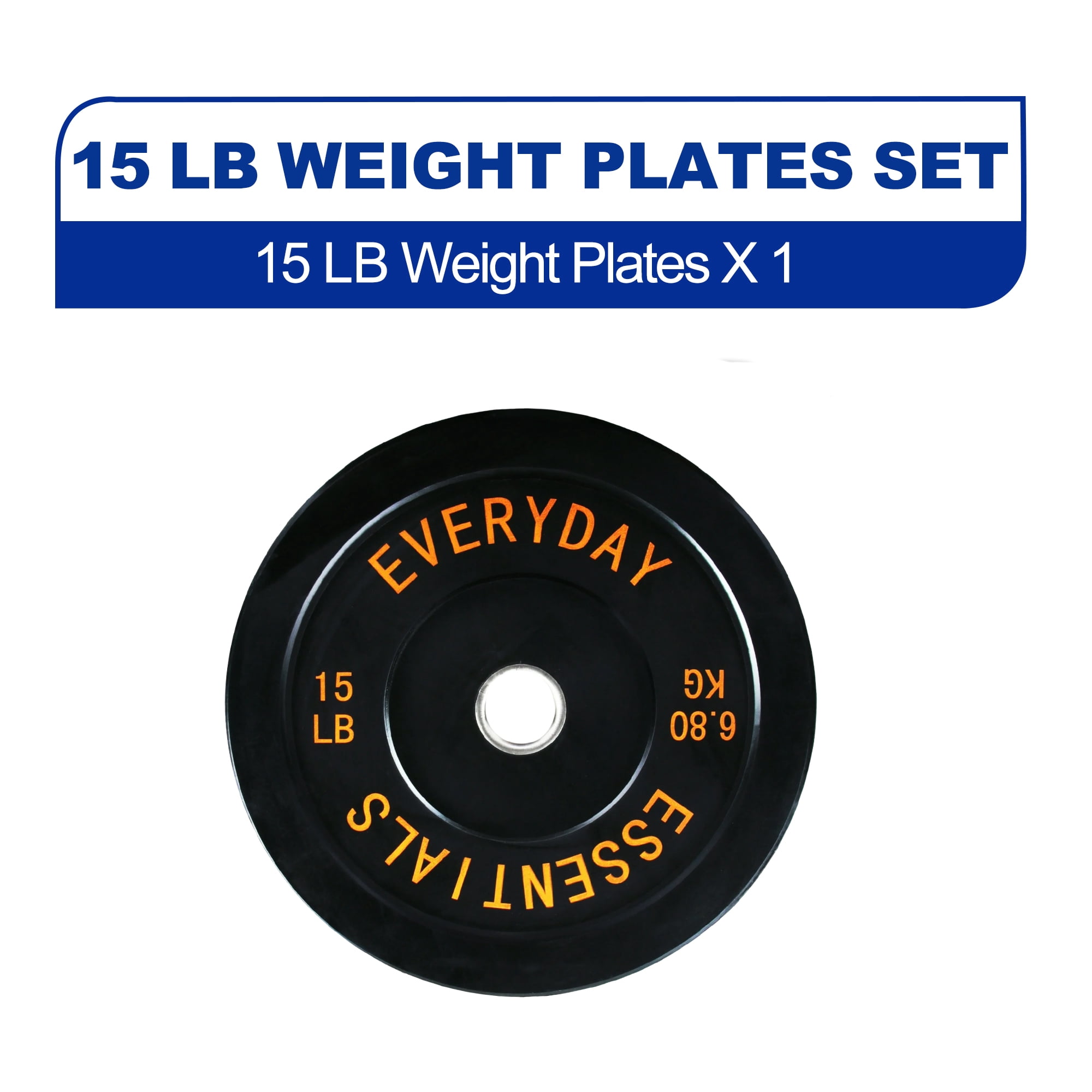 BalanceFrom Olympic Bumper Plate Weight Plate with Steel Hub, Black, 15 lbs Single