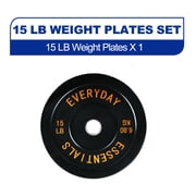 BalanceFrom Olympic Bumper Plate Weight Plate with Steel Hub, Black, 15 lbs Single