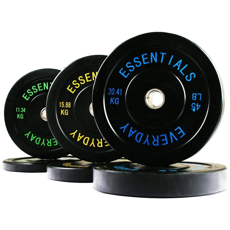 BalanceFrom Olympic Bumper Plate Weight Plate with Steel Hub Black 210 lbs Set Multiple Packages Walmart