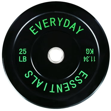 BalanceFrom Olympic Bumper Plate Weight Plate with Steel Hub, Black, 25 lbs, Single
