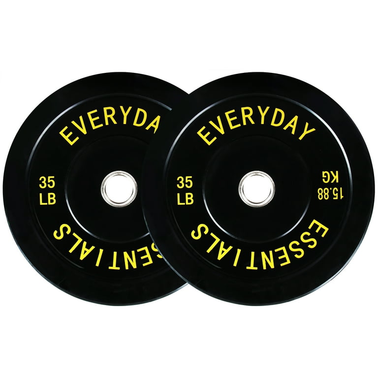 BalanceFrom Olympic Bumper Plate Weight Plate with Steel Hub Black 35 lbs Pair