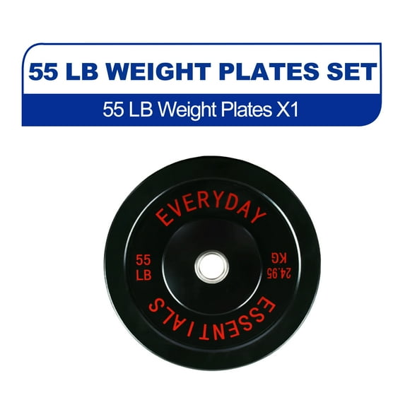 BalanceFrom Olympic Bumper Plate Weight Plate with Steel Hub, Black, 55 lbs Single