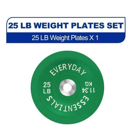 BalanceFrom Olympic Bumper Plate Weight Plate with Steel Hub, Color Coded, 25 lbs Single