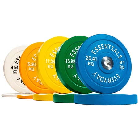 BalanceFrom Olympic Bumper Plate Weight Plate with Steel Hub, Color Coded, 260 lbs Set