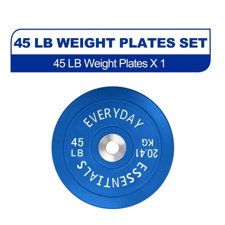 BalanceFrom Olympic Bumper Plate Weight Plate with Steel Hub, Color Coded, 45 lbs Single