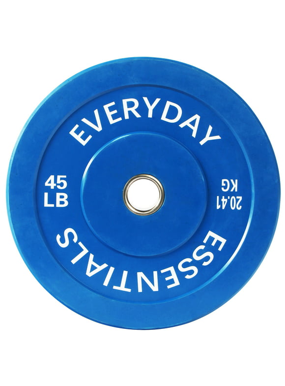 BalanceFrom Olympic Bumper Plate Weight Plate with Steel Hub, Color Coded, 45 lbs Single