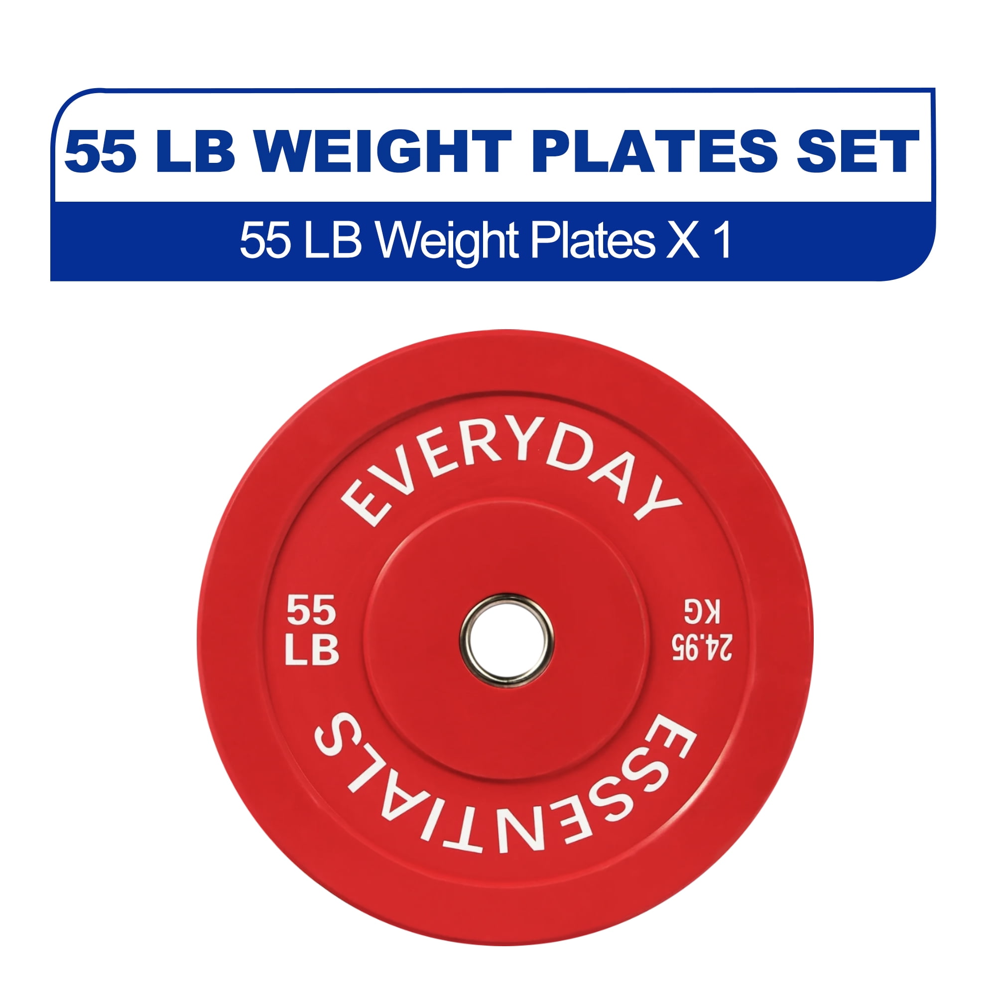 BalanceFrom Olympic Bumper Plate Weight Plate with Steel Hub, Color Coded, 55 lbs Single