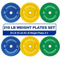 BalanceFrom Olympic Bumper Plate Weight Plate with Steel Hub, Colored, 210 lbs Set