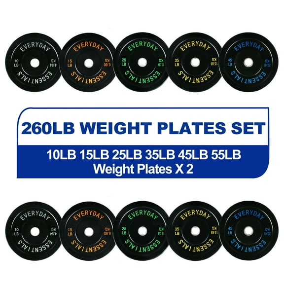 BalanceFrom Olympic Plates with Steel Hub, Black, 260 lbs