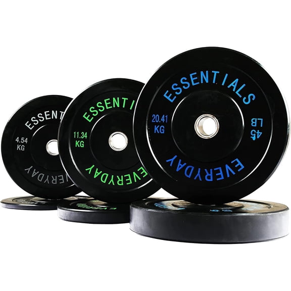 BalanceFrom Olympic Rubber Bumper Plate Set, 10, 25, and 45 lb Weight Plates, Black
