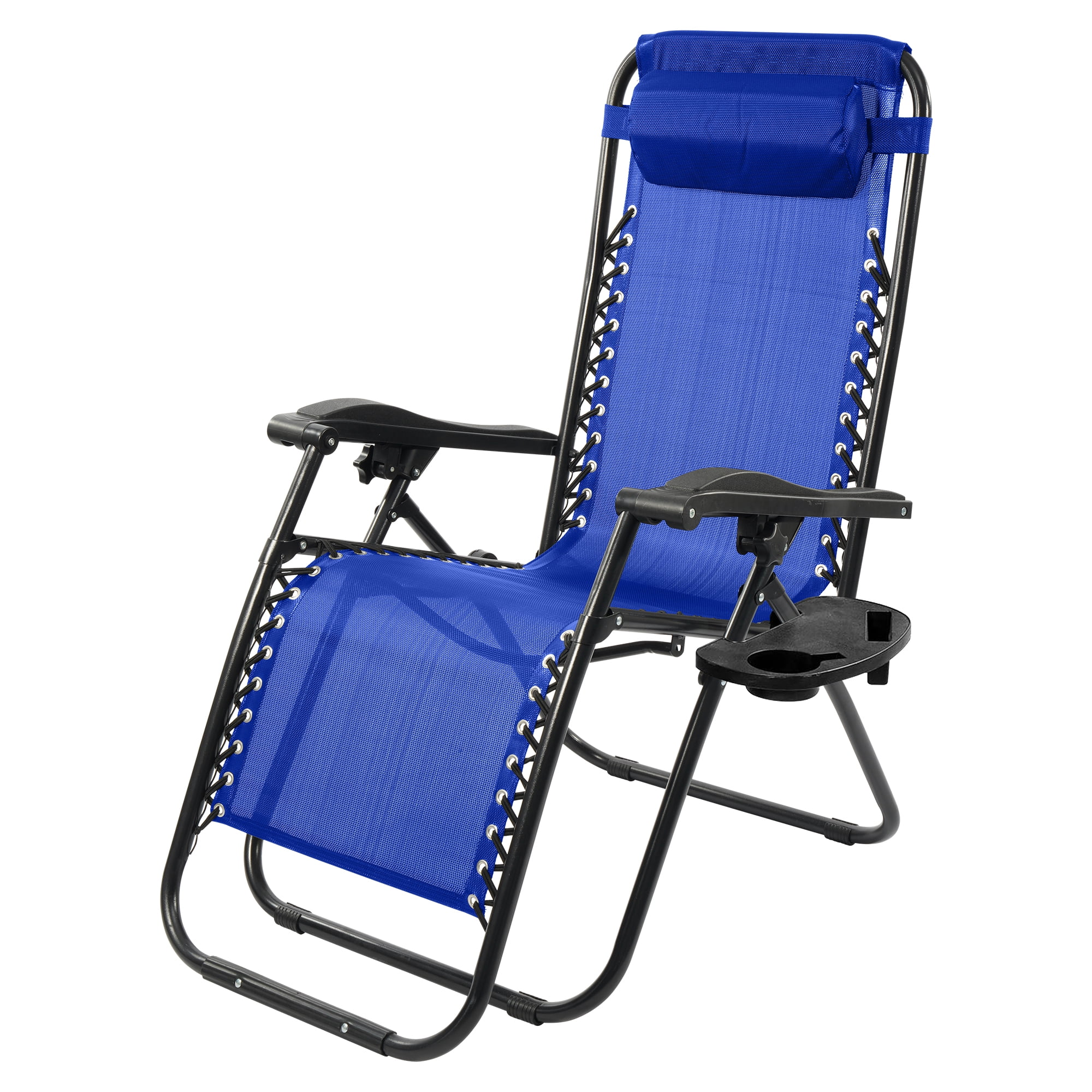 FlexWave Outdoor Reclining Lounge Chair Set, Zero Gravity Chairs,1 Piece/Set or 2 Piece/Set,with Headrest & Cup Holder, Foldable,for Lawn, Poolside, Beach, Camping