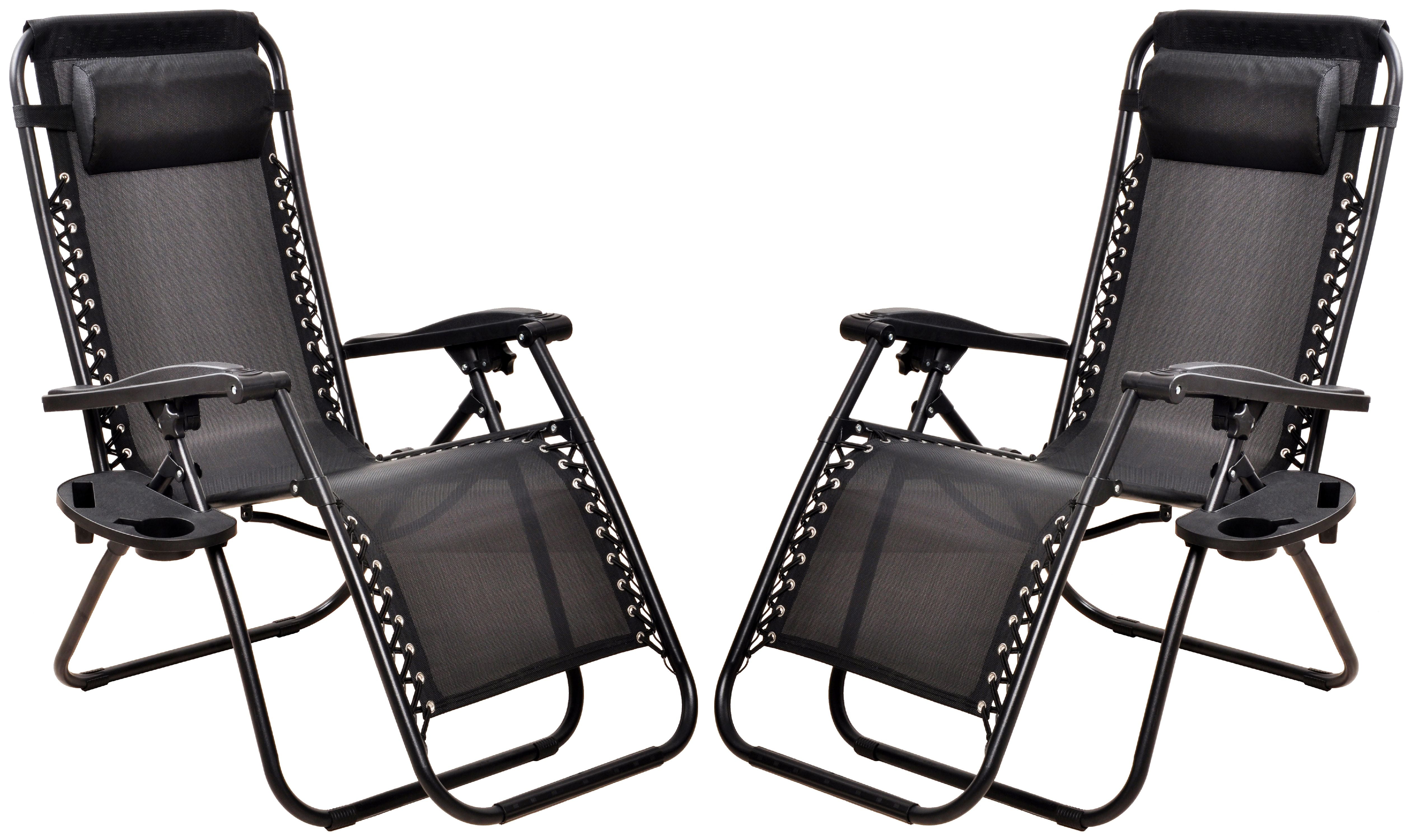 FlexWave Outdoor Reclining Lounge Chair Set, Zero Gravity Chairs,1 Piece/Set or 2 Piece/Set,with Headrest & Cup Holder, Foldable,for Lawn, Poolside, Beach, Camping