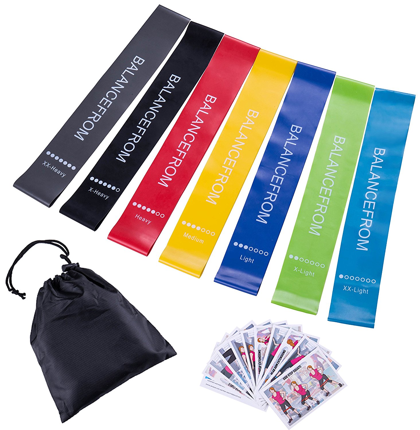 BalanceFrom Resistance Loop Exercise Bands with Exercise Cards and Carrying Bag, Set of 7 - image 1 of 5