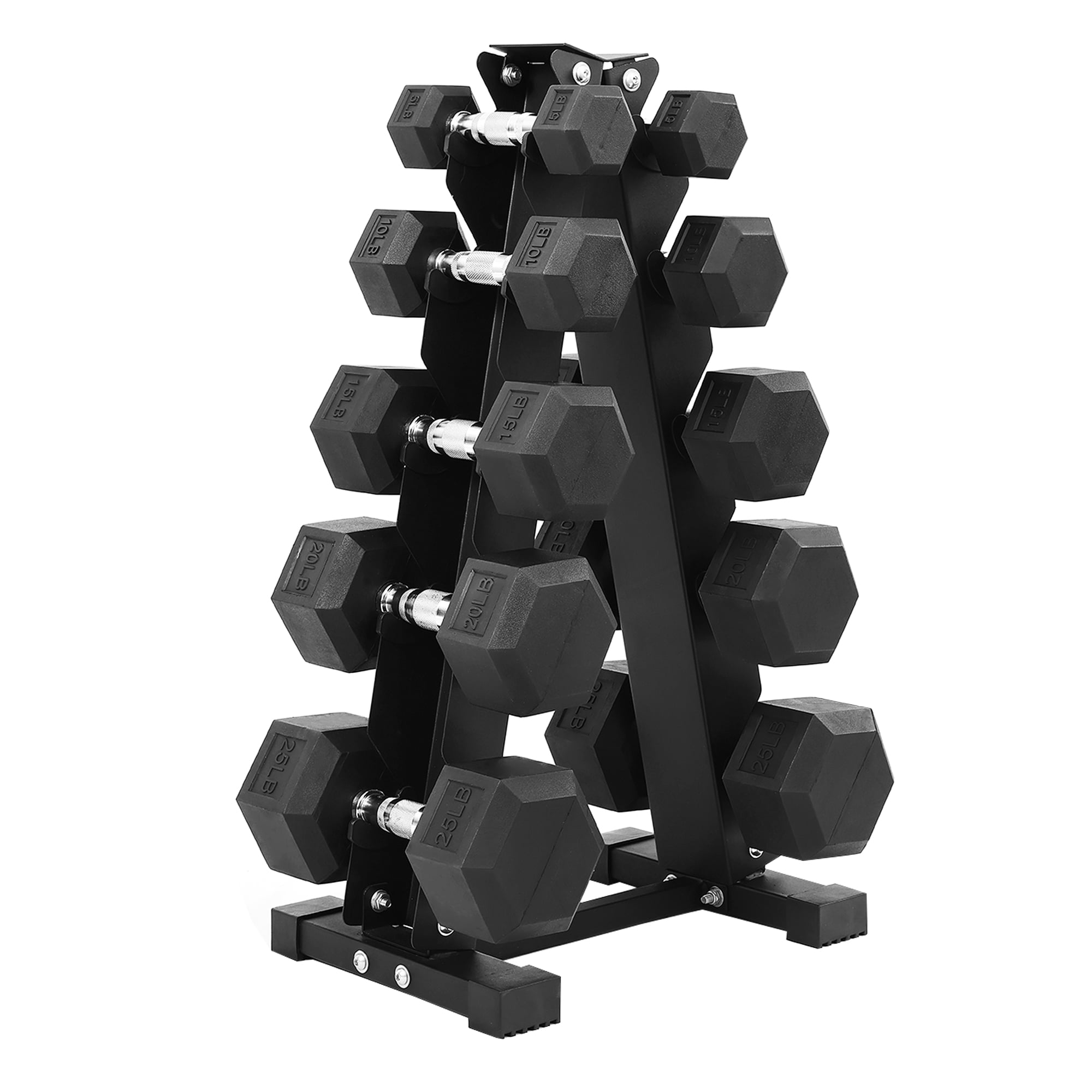 BalanceFrom Rubber Coated Hex Dumbbell Set, 150 lb Total, 5–25 lb Pairs for Home Gym Strength Training