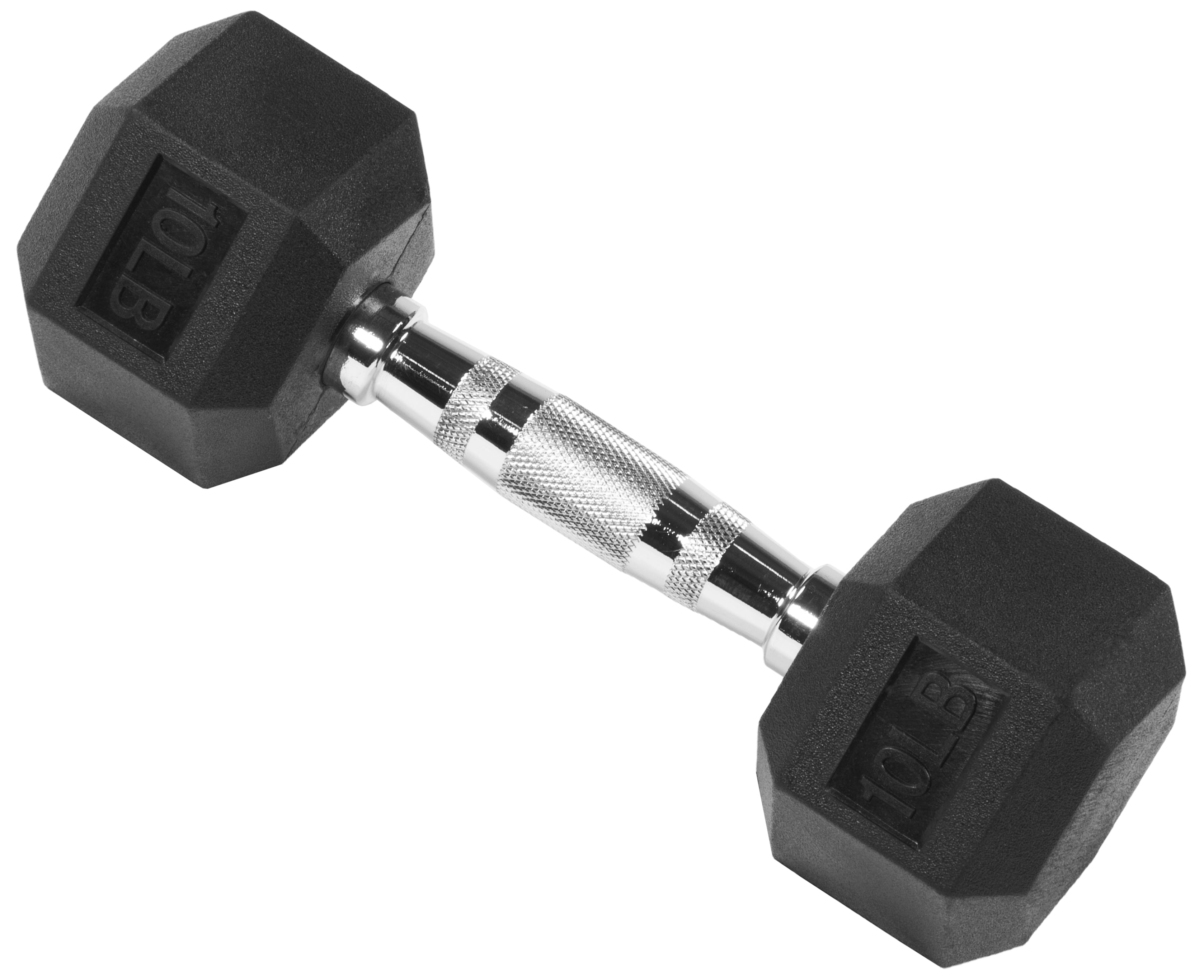BalanceFrom Rubber Encased Hex Dumbbell, 10LBs, Single