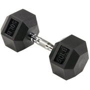 BalanceFrom Rubber Encased Hex Dumbbell, 50LBs, Single