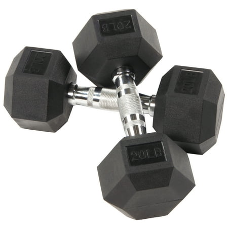 BalanceFrom Rubber Encased Hex Dumbbells, 20 Lbs. Pair