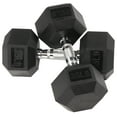 thumbnail image 1 of BalanceFrom Rubber Encased Hex Dumbbells, 35 lbs Pair, Black, 1 of 6