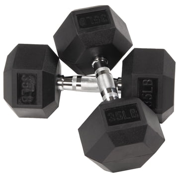 BalanceFrom Rubber Encased Hex Dumbbells, 35 lbs Pair, Black