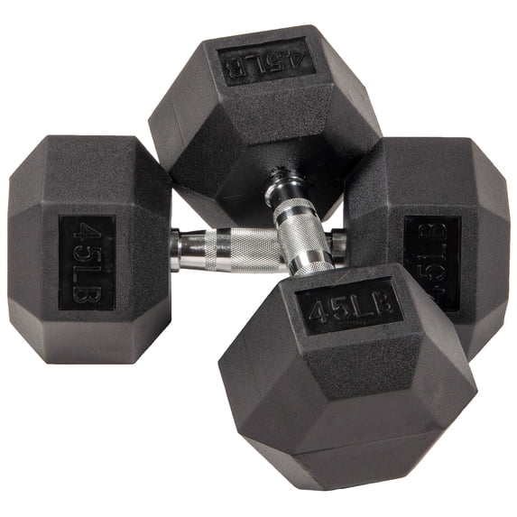 BalanceFrom Rubber Encased Hex Dumbbells, 45lbs Pair
