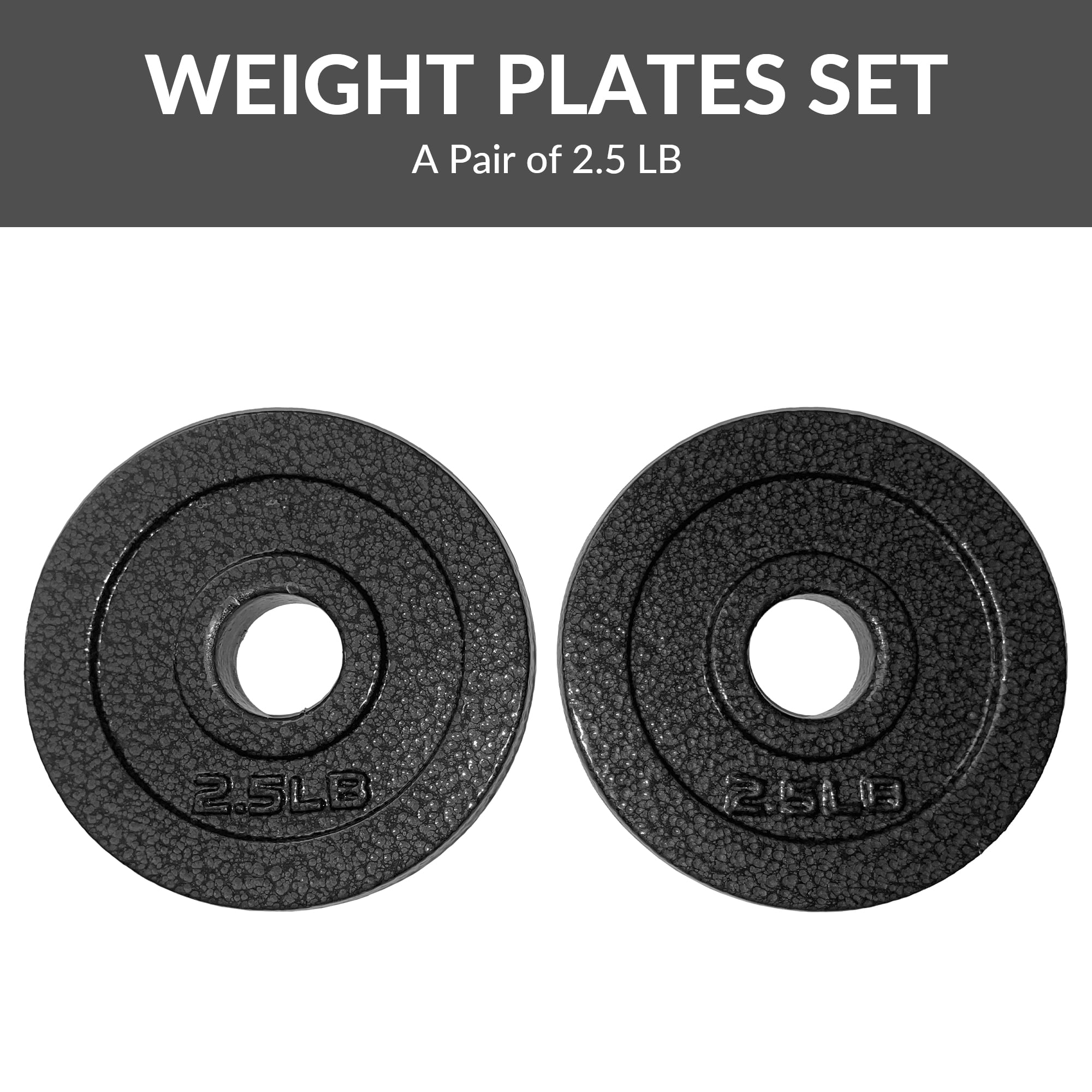 BalanceFrom Standard Cast Iron Weight Plates, 1-Inch Center Hole, Black Finish, Sold in Pairs（1.25LB, 2.5LB, 5LB, 10LB），for Strength Training & Home Gym