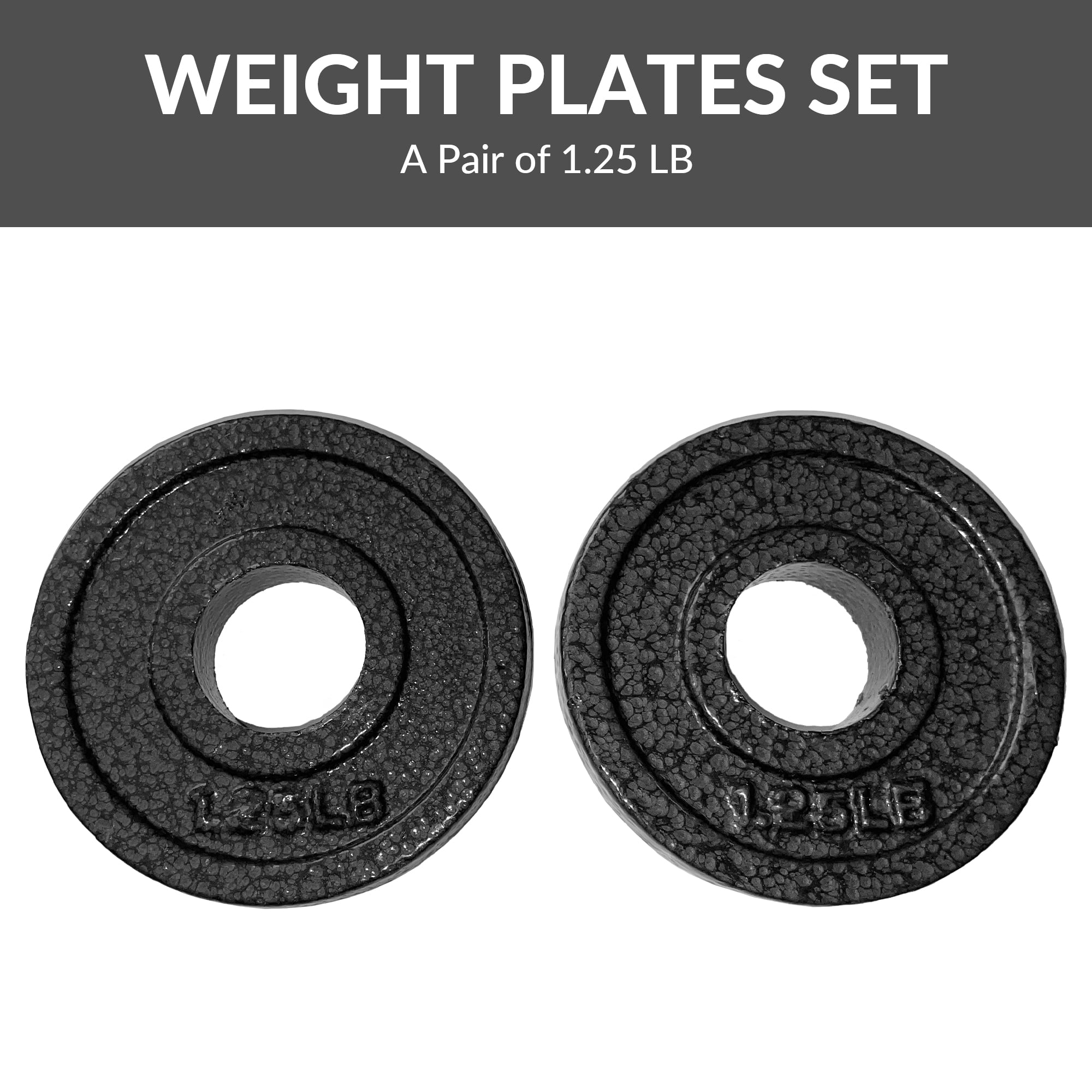 BalanceFrom Standard Cast Iron Weight Plates, 1-Inch Center Hole, Black Finish, Sold in Pairs（1.25LB, 2.5LB, 5LB, 10LB），for Strength Training & Home Gym