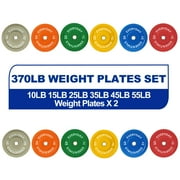 BalanceFrom Olympic Bumper Plate Weight Plate with Steel Hub, Color Coded, 370 lbs Set, Multiple Packages