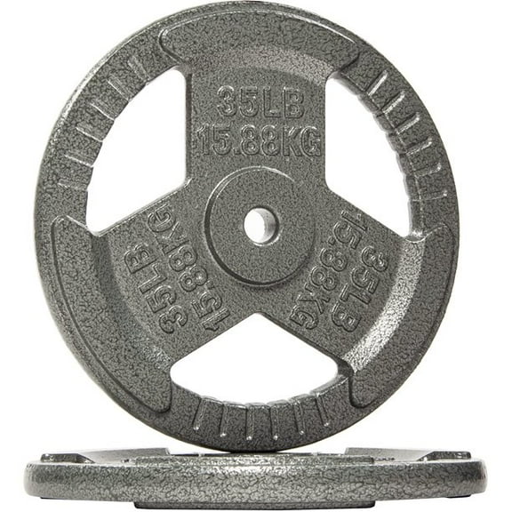 BalanceFrom Tri-Grip Cast Iron Plate Weight Plate for Strength Training, Weightlifting and Crossfit, 1-Inch or 2-Inch, Standard or Olympic 2.5-45lbs, Multiple Options