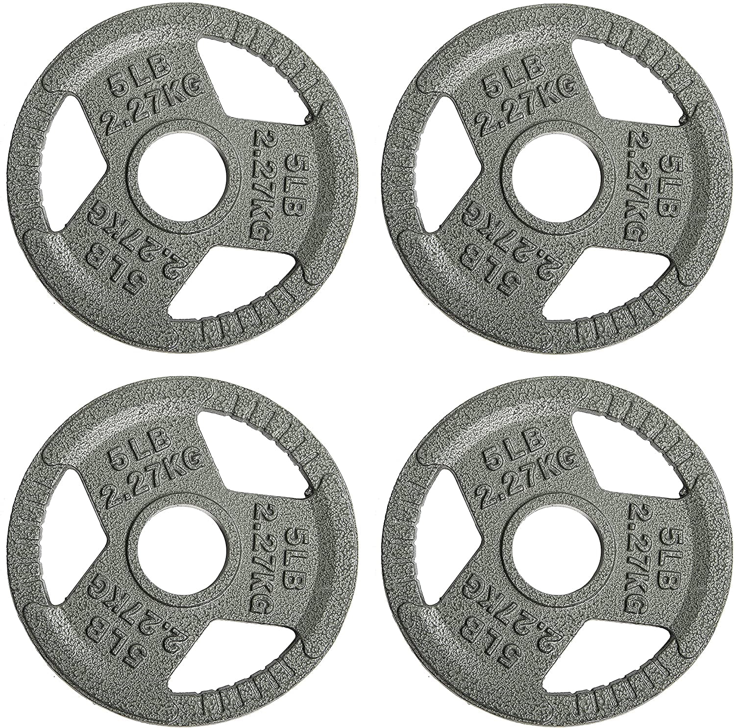 BalanceFrom Tri-Grip Cast Iron Plate Weight Plate for Strength Training, Weightlifting and Crossfit, 1-Inch or 2-Inch, Standard or Olympic 2.5-45lbs, Multiple Options