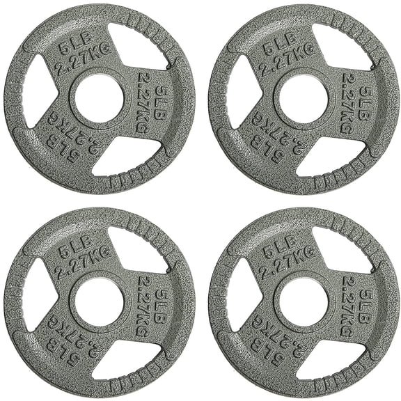BalanceFrom Tri-Grip Cast Iron Plate Weight Plate for Strength Training, Weightlifting and Crossfit, 1-Inch or 2-Inch, Standard or Olympic 2.5-45lbs, Multiple Options