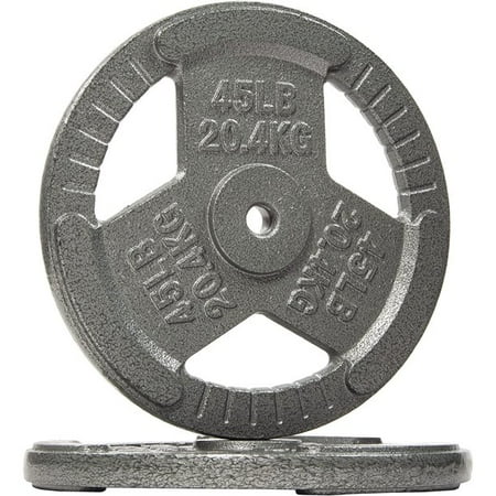 BalanceFrom Tri-Grip Cast Iron Plate Weight Plate for Strength Training, Weightlifting and Crossfit, 1-Inch or 2-Inch, Standard or Olympic 2.5-45lbs, Multiple Options