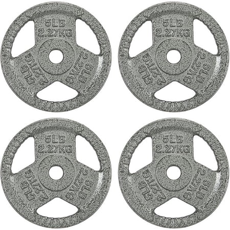 BalanceFrom Strength Training, Weightlifting, CrossFit Tri-Grip Cast Iron Weight Plates, 5 lb, Set of 2