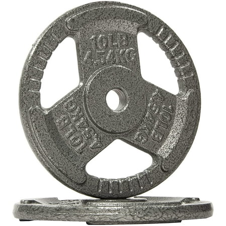 BalanceFrom Tri-Grip Cast Iron Plate Weight Plate for Strength Training, Weightlifting and Crossfit, 1-Inch, 10lbs Pair