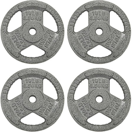 BalanceFrom Tri-Grip Cast Iron Plate Weight Plate for Strength Training, Weightlifting and Crossfit, 1-Inch, 10lbs Set of 4