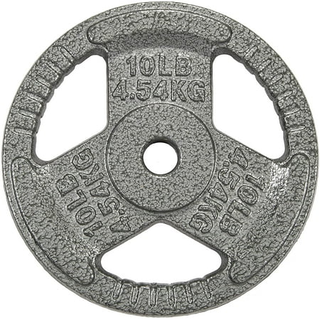 BalanceFrom Tri-Grip Cast Iron Plate Weight Plate for Strength Training, Weightlifting and Crossfit, 1-Inch, 10lbs Single