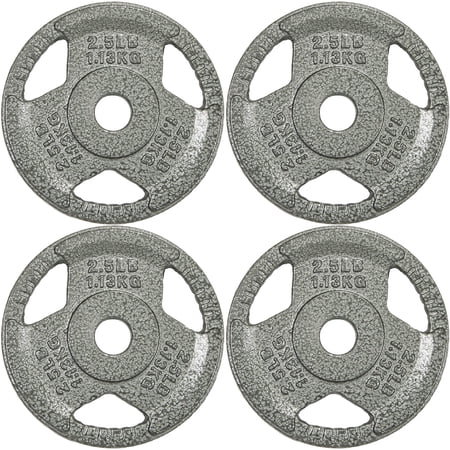 BalanceFrom Tri-Grip Cast Iron Plate Weight Plate for Strength Training, Weightlifting and Crossfit, 1-Inch, 2.5lbs Set of 4