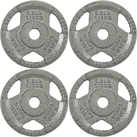 BalanceFrom Tri-Grip Cast Iron Plate Weight Plate for Strength Training, Weightlifting and Crossfit, 1-Inch, 2.5lbs Set of 4