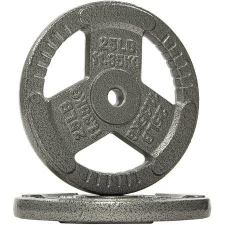 BalanceFrom Tri-Grip Cast Iron Plate Weight Plate for Strength Training, Weightlifting and Crossfit, 1-Inch, 25lbs Pair