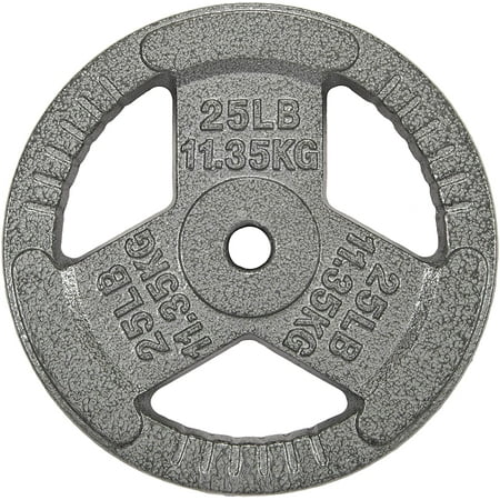 BalanceFrom Tri-Grip Cast Iron Plate Weight Plate for Strength Training, Weightlifting and Crossfit, 1-Inch, 25lbs Single