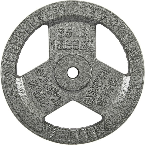BalanceFrom Tri-Grip Cast Iron Plate Weight Plate for Strength Training, Weightlifting and Crossfit, 1-Inch, 35lbs Single