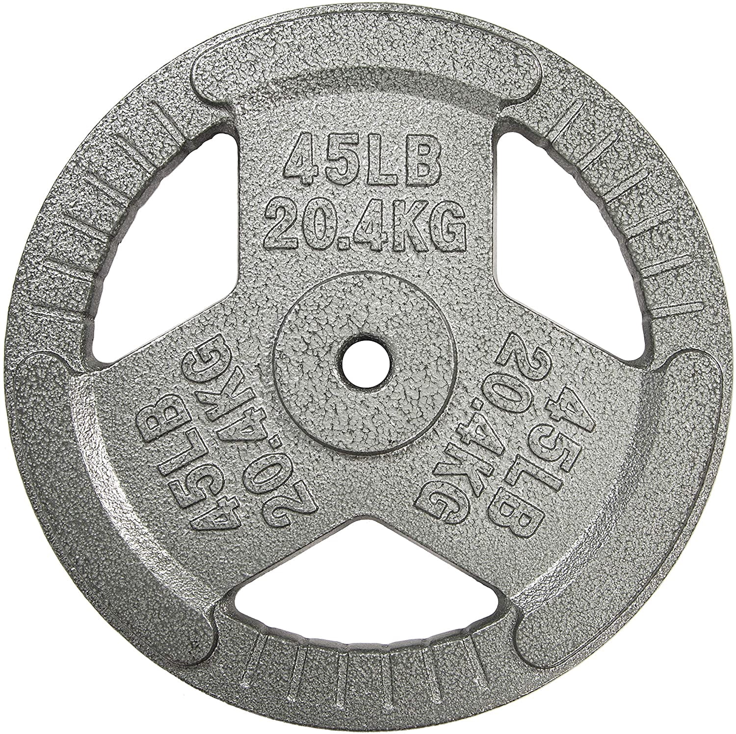 BalanceFrom Tri-Grip Cast Iron Plate Weight Plate for Strength Training, Weightlifting and Crossfit, 1-Inch, 45lbs Single