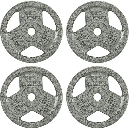 BalanceFrom Tri-Grip Cast Iron Plate Weight Plate for Strength Training, Weightlifting and Crossfit, 1-Inch, 5lbs Set of 4