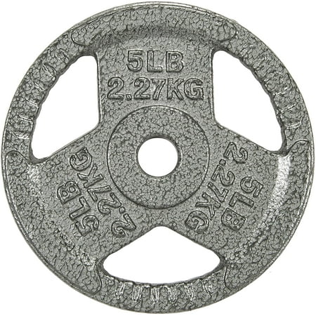 BalanceFrom Tri-Grip Cast Iron Plate Weight Plate for Strength Training, Weightlifting and Crossfit, 1-Inch, 5lbs Single