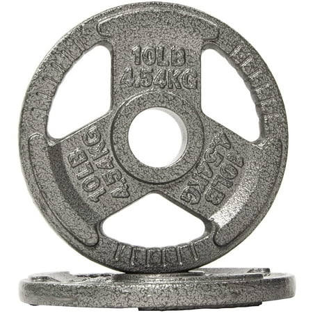 BalanceFrom Tri-Grip Cast Iron Plate Weight Plate for Strength Training, Weightlifting and Crossfit, 2-Inch, 10lbs Pair