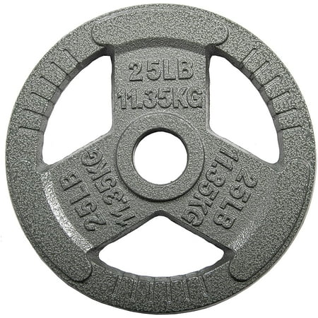 BalanceFrom Tri-Grip Cast Iron Plate Weight Plate for Strength Training, Weightlifting and Crossfit, 2-Inch, 25lbs Single