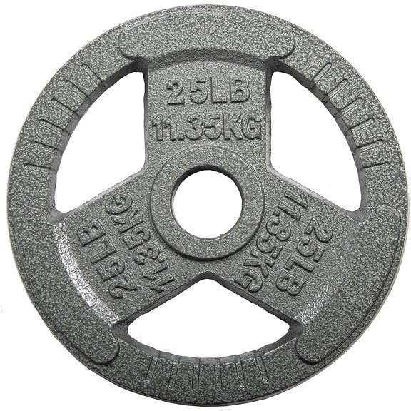 BalanceFrom Tri-Grip Cast Iron Plate Weight Plate for Strength Training, Weightlifting and Crossfit, 2-Inch, 25lbs Single